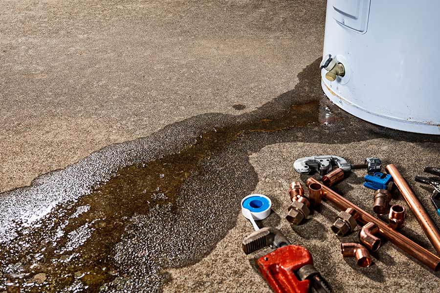 Water heater repair with tools
