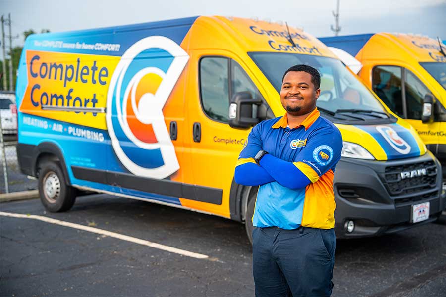 Complete Comfort technician and vehicle