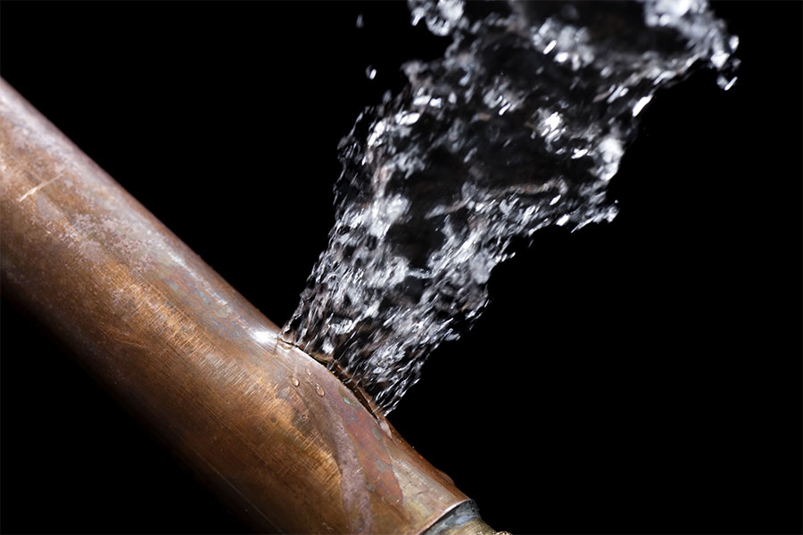 Water leaking from a pipe