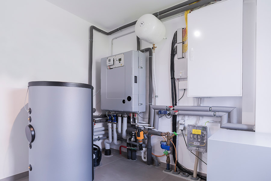 Modern residential boiler and plumbing