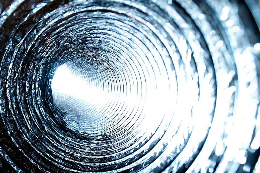 Air duct sealing in progress