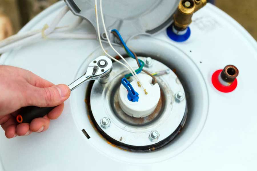 Water heater repair in progress